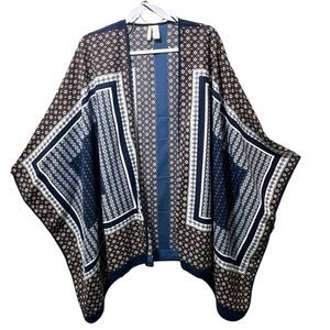 Japna Women's Kimono Beach Cover Up Open Duster Blue Boho Vacation One Size